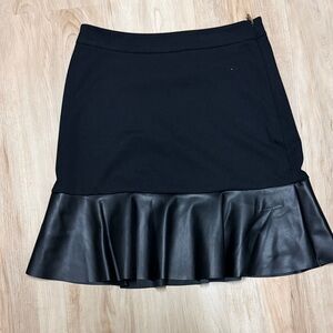 Michael Kors Black Mini Skirt with Leather-Style Hem